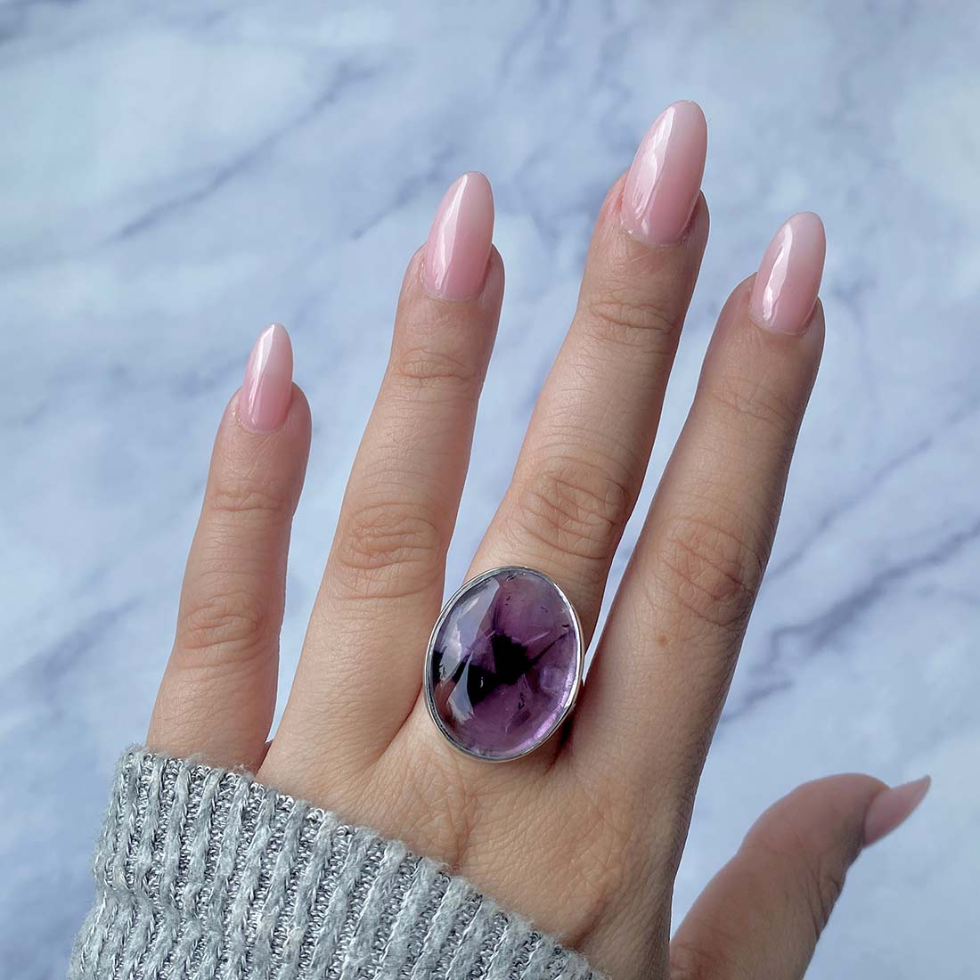 Star Amethyst Adjustable Ring-(STA-R-6.)
